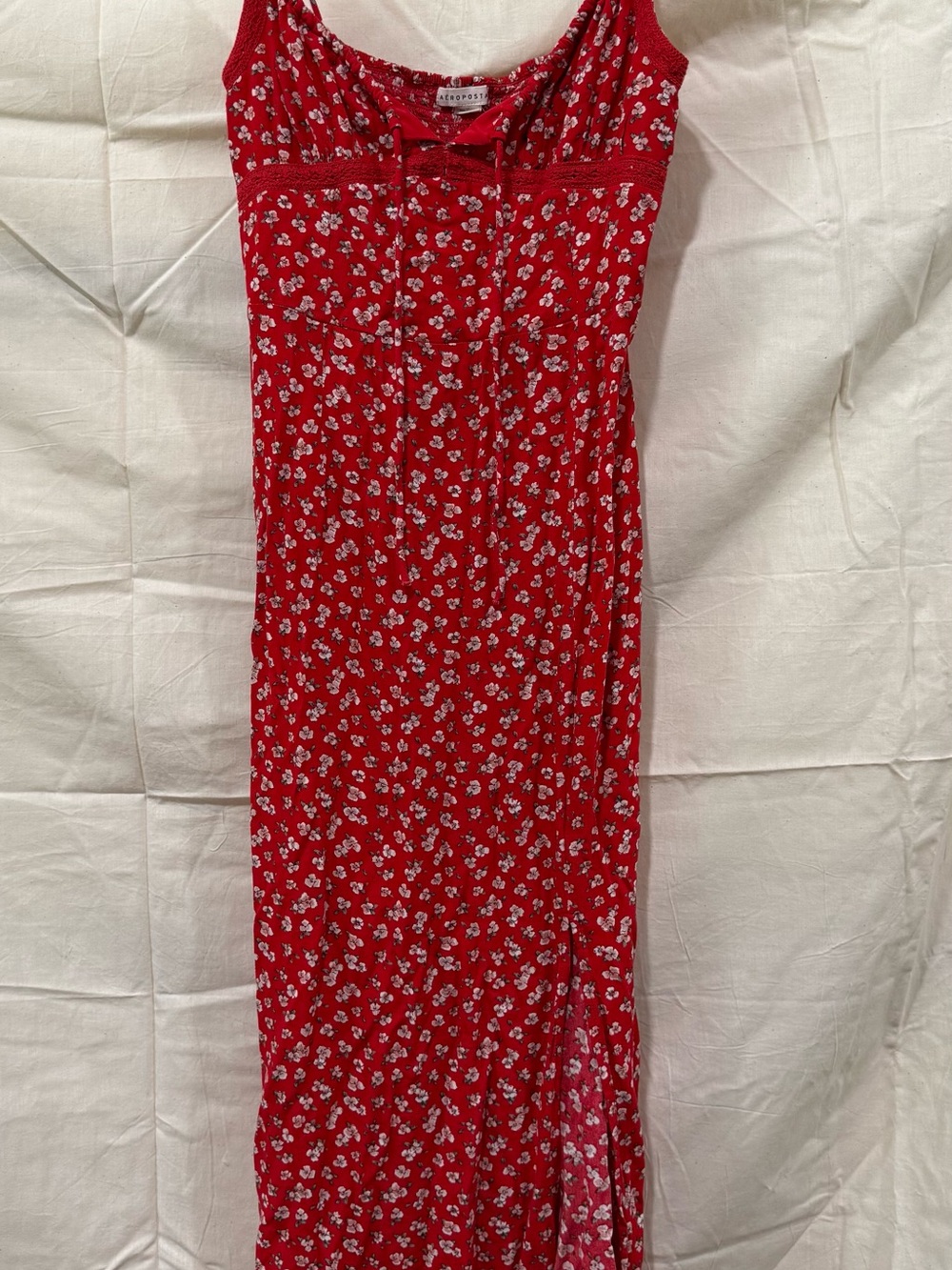 Aeropostale Red Floral Sundress with Smocked Bodice
